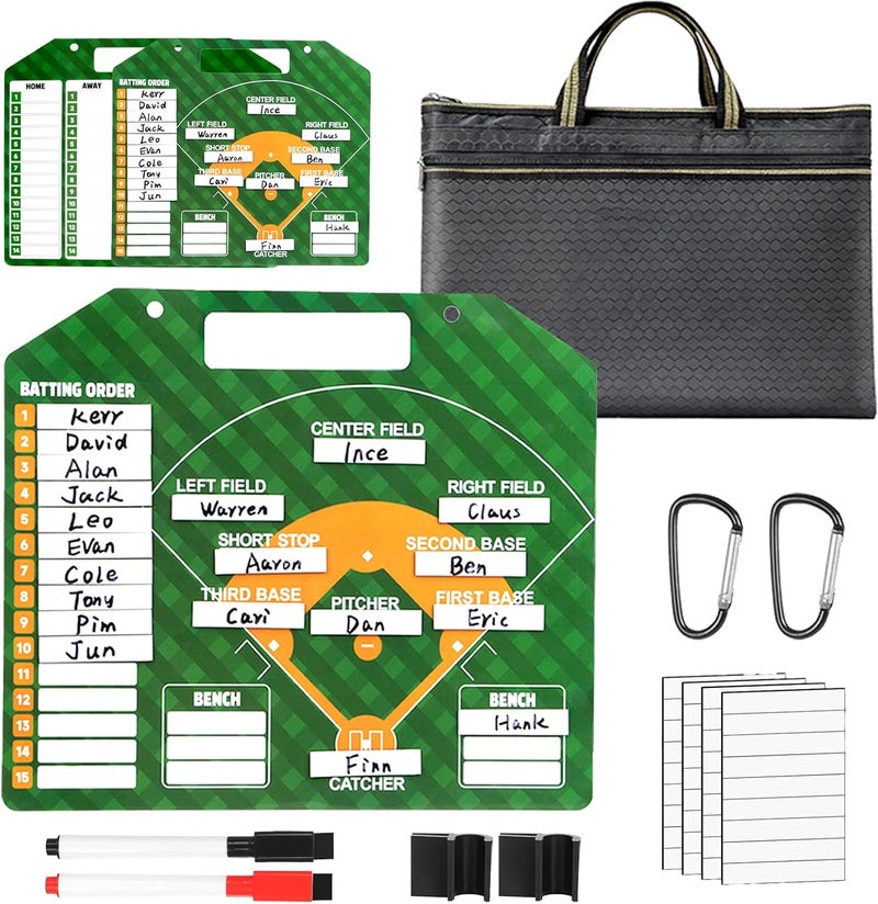 imdbean Magnetic Baseball Lineup Board for Dugout, Dry Erase Coach Lineup Board, Baseball Coaching Board, Baseball Clipboard for Coaches with 40 Lineup Cards, Baseball Coaching Accessories - Image 1